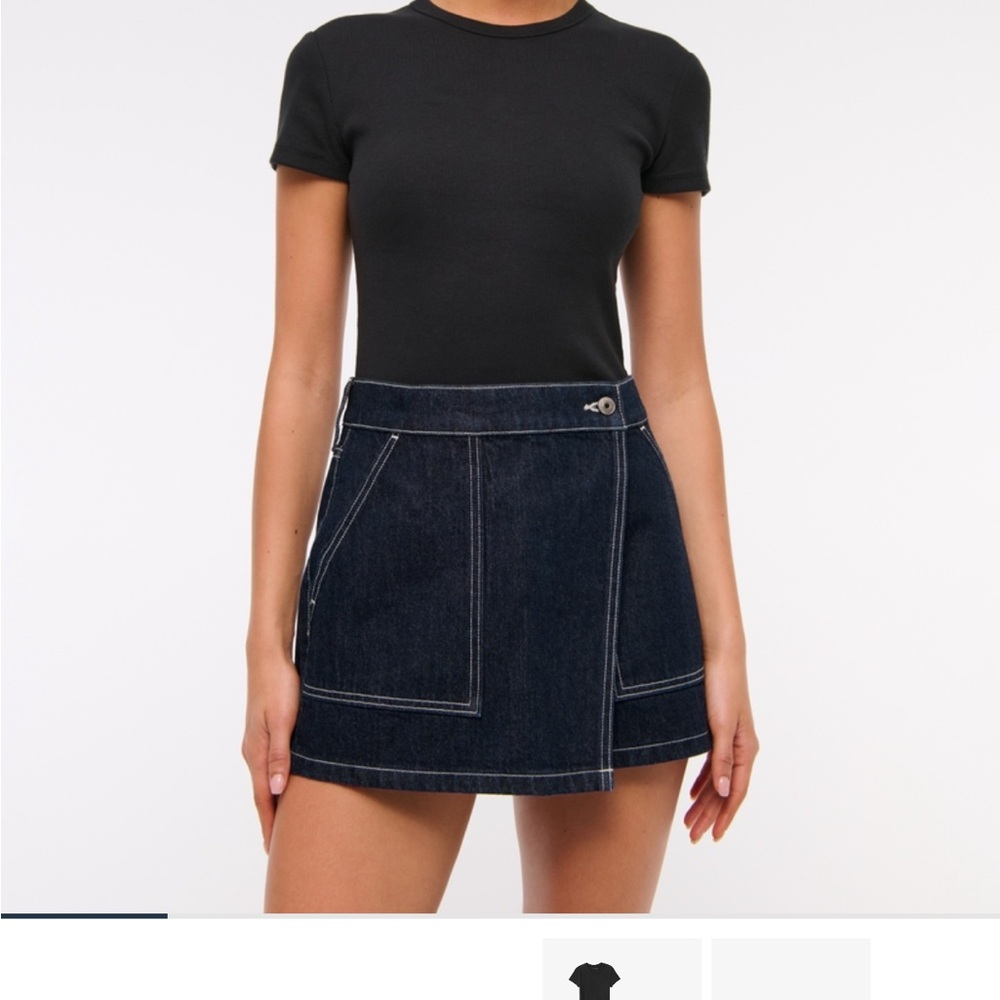 Abercrombie dark rinse denim wrap skirt